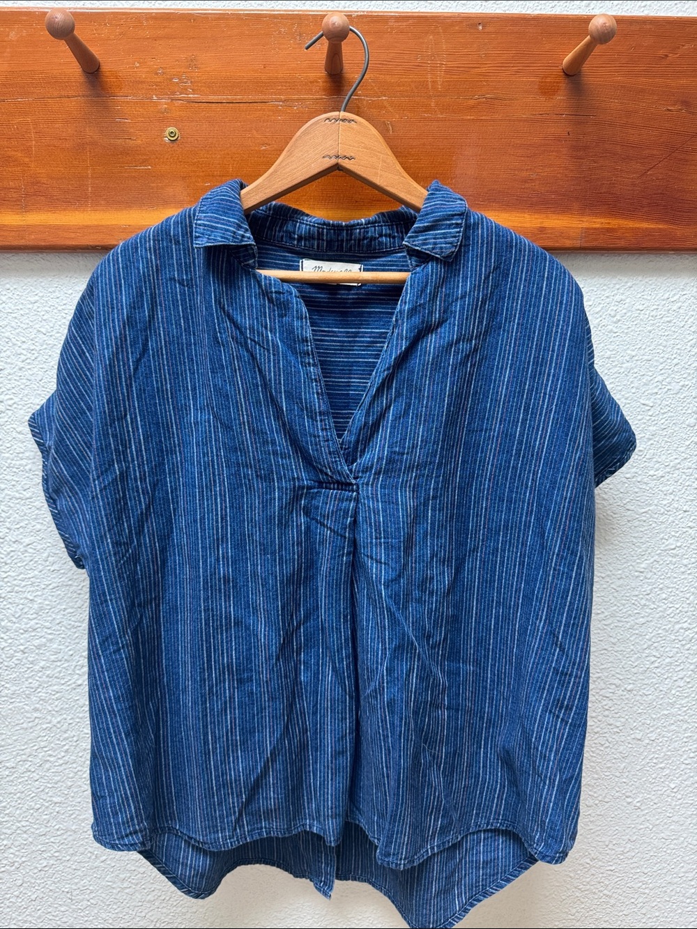 Madewell Blue Striped Short-Sleeve Tunic